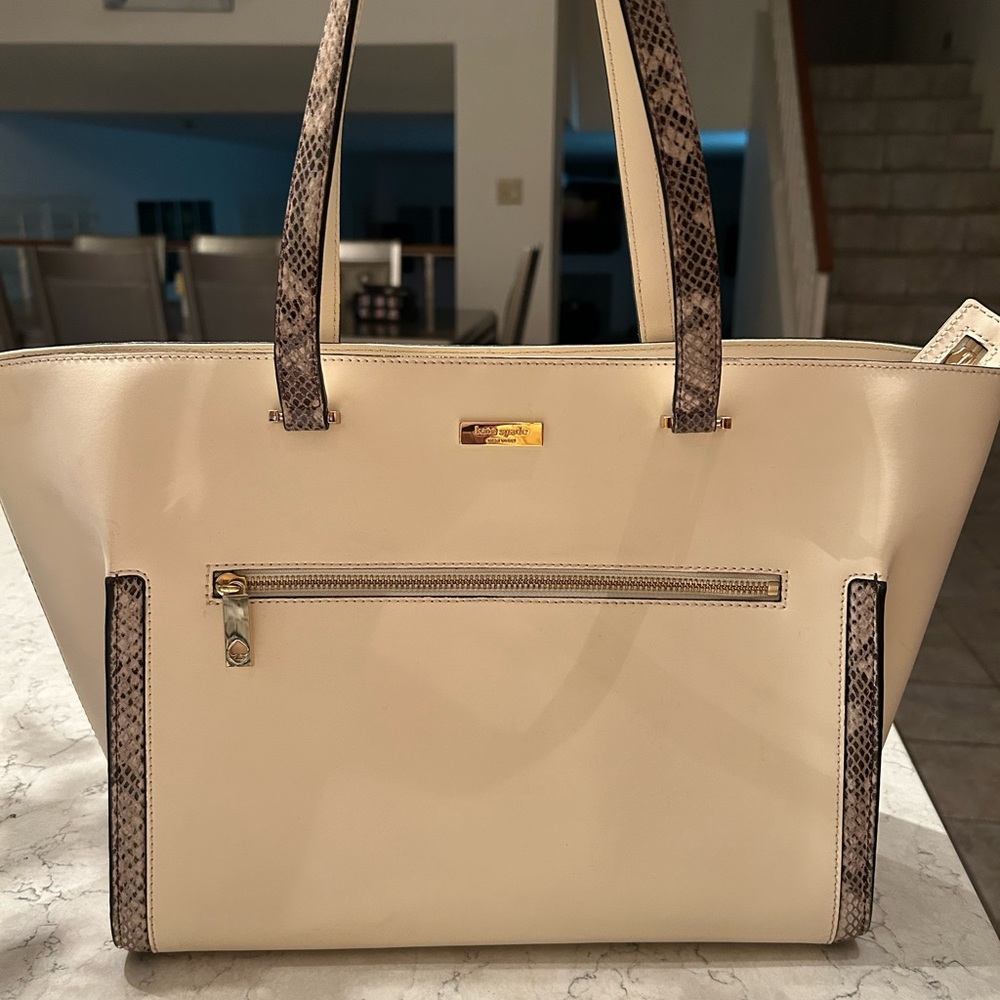 Authentic Kate Spade Cream Tote Bag Snakeskin